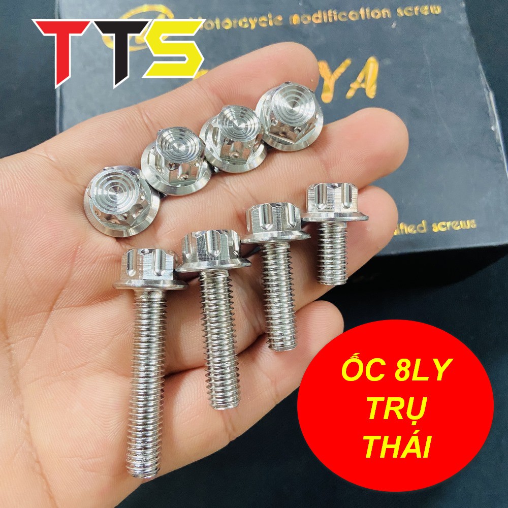 ỐC INOX SALAYA 8LY ĐẦU TRỤ ĐẦY ĐỦ CÁC SIZE SỬ DỤNG CHO XE MÁY ( INOX ĐẶC 304 )