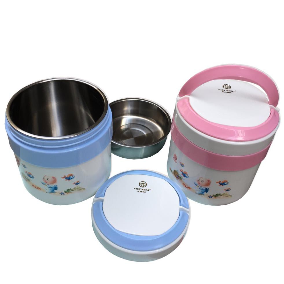 Cặp lồng giữ nhiệt cơm, cháo 2 ngăn 1350ml nhựa PP, ruột inox Việt Nhật - Made in Việt Nam [Thanh Mai Shop]