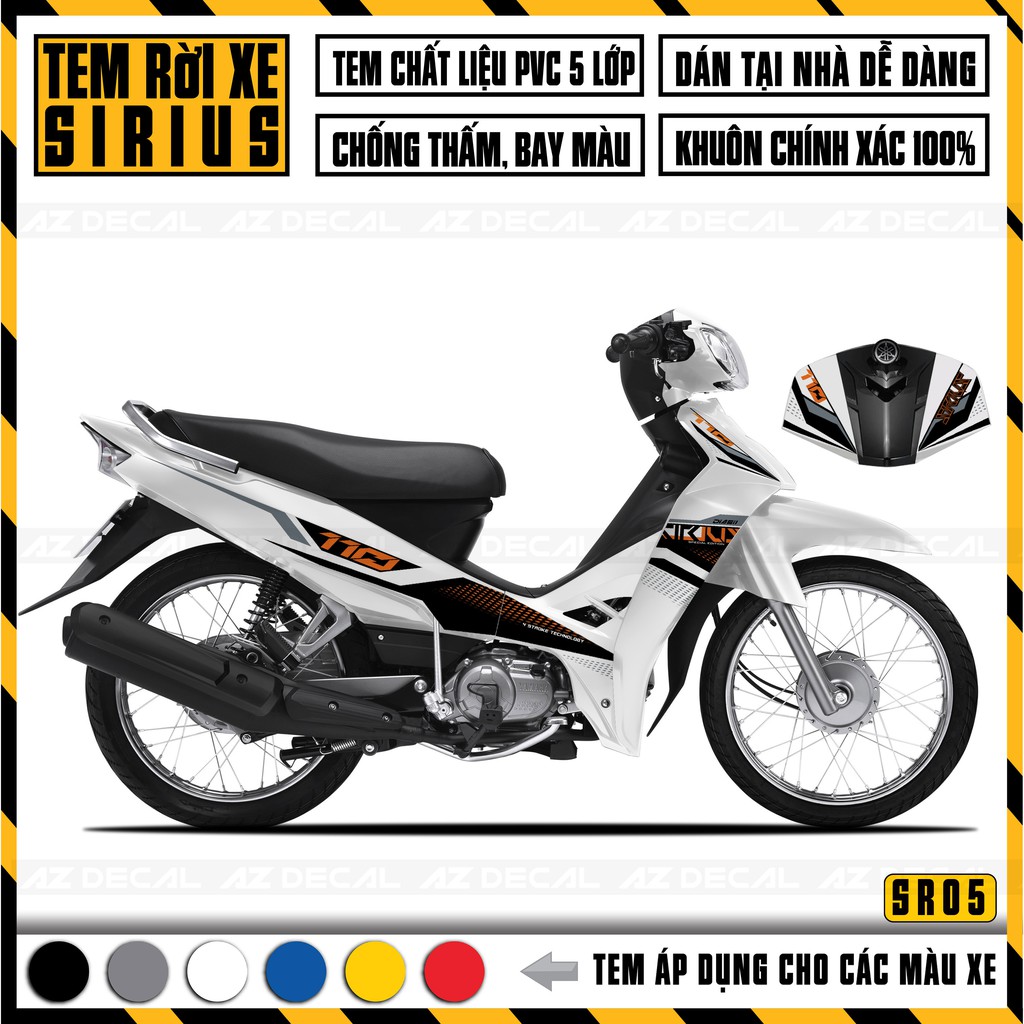 Tem Sirius RC Mẫu 110 Chế Mới Nhất | SR05 | Team Sirius Xanh Đen Cam Đen Xanh Trắng Đỏ Đen Decal Rời Dễ Dán