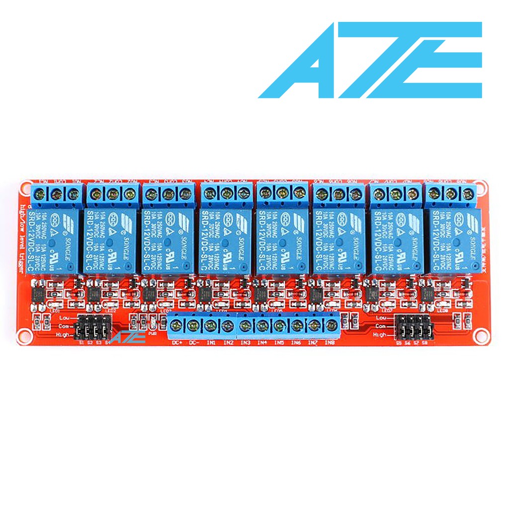 Module relay 5V với opto cách ly có thể điểu chỉnh mức HIGH/LOW đóng cắt Thiết bị điện 10A