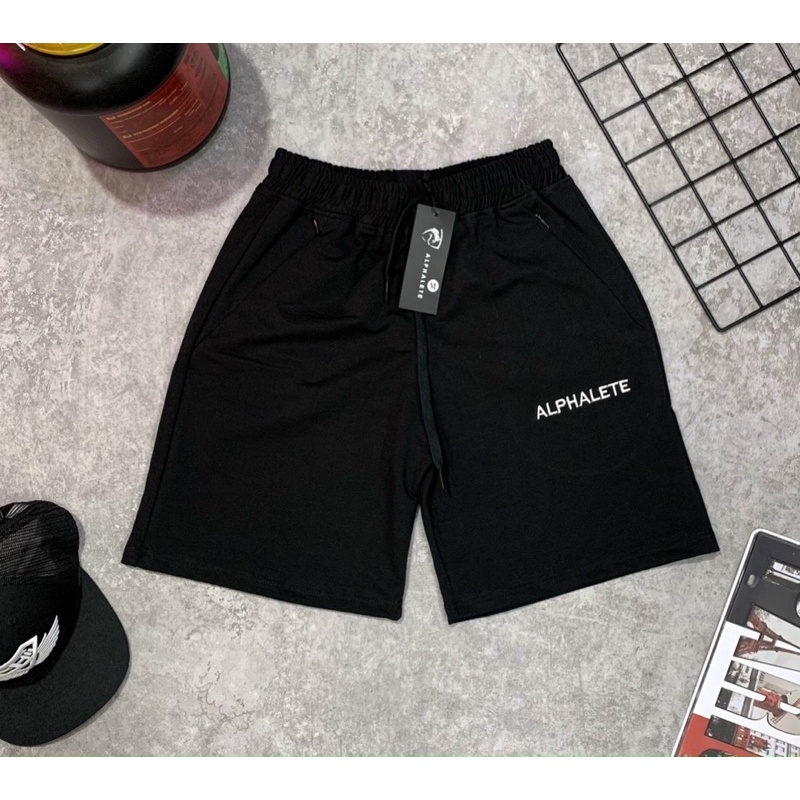 [sale sốc] quần short gym nam ALPHALETE cực chất,quần short thun nam nỉ cotton cao cấp.