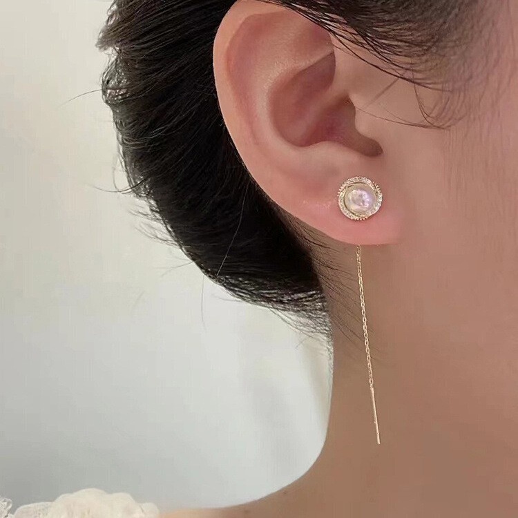 Bông Tai Mạ Bạc 2022 S925 Đính Ngọc Trai Sang Trọng