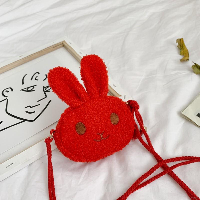 Túi xách đeo chéo phối vải lông kiểu chú thỏ thời trang dễ thương dành cho bé gái