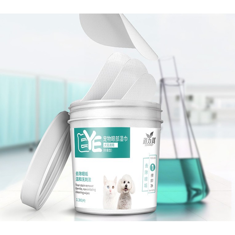 Khăn ướt lau nước mắt & tai ố bẩn cho chó mèo - hộp 130 chiếc