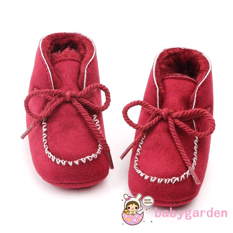 Babygarden-giày Tập Đi Đế Phẳng Dày Dặn Lót Lớp Lót Dây Rút Có Thể Điều Chỉnh Chống Trượt Giữ Nhiệt Sớm Cho Bé
