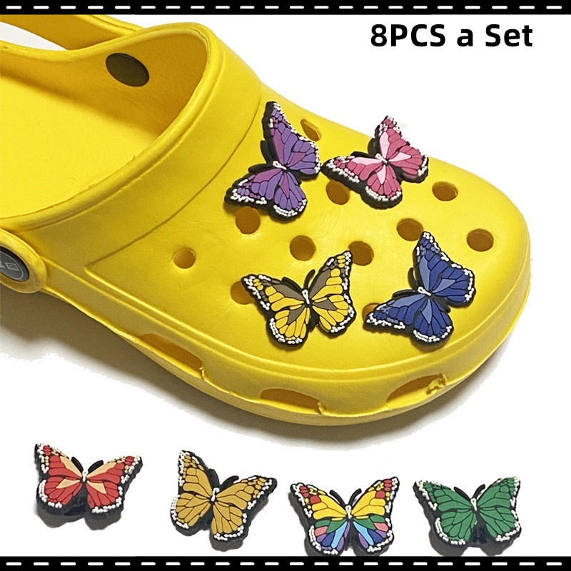 Set 8 Phụ Kiện Trang Trí Đế Giày Bằng Cao Su PVC Mềm Hình Đôi Giày Jibbitz