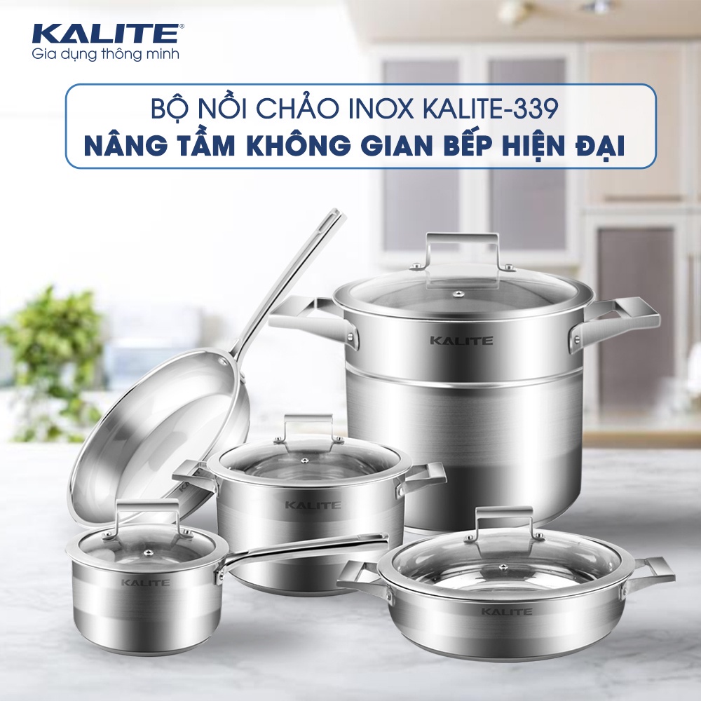 Bộ nồi chảo nhà bếp chống dính 5 món Kalite KL 339, xoong nồi Inox 304 cao cấp