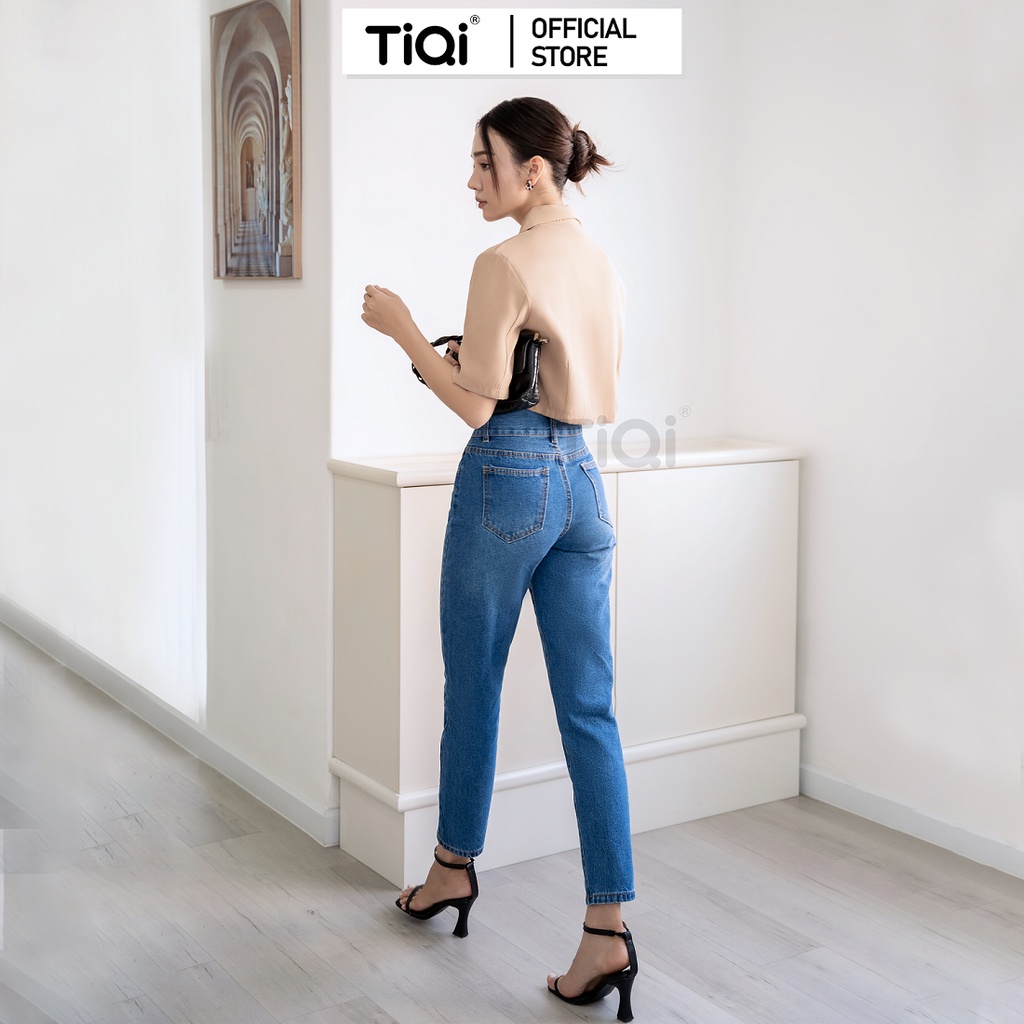 Quần Jean baggy Nữ Lưng Cao 2 Nút Tôn Dáng TiQi Jeans B1-193