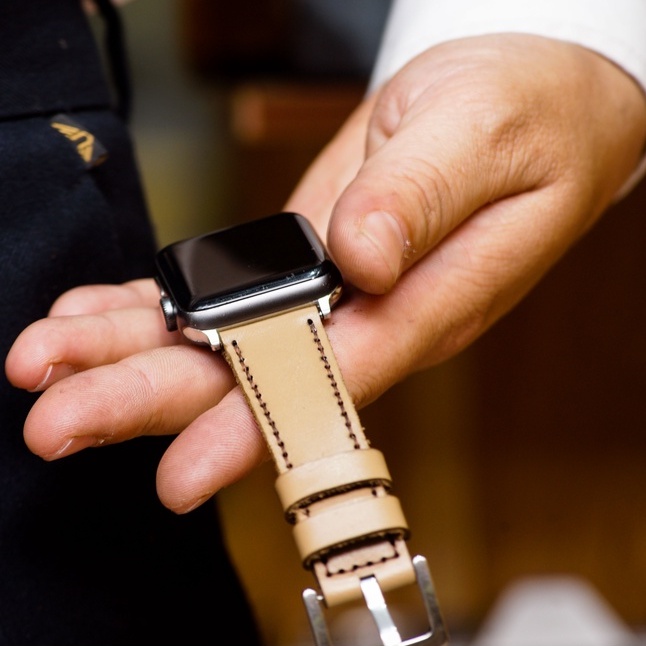 Dây đồng hồ Apple Watch , Iwatch , Iphone Watch Da Bò Màu Cà Phê Sữa RAM Leather  Bền Đẹp