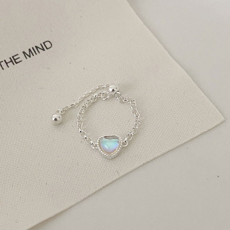 Nhẫn bạc nữ hình trái tim free size bi rút chỉnh dây bạc 925 Minh Tâm Jewelry