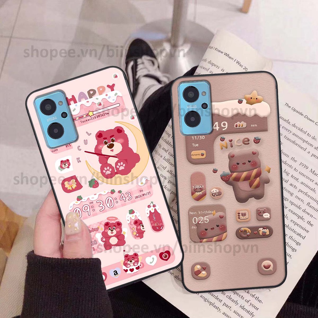 Ốp Realme 9i in 3D icon gấu nổi siêu xinh, siêu đáng yêu, cá tính phong cách