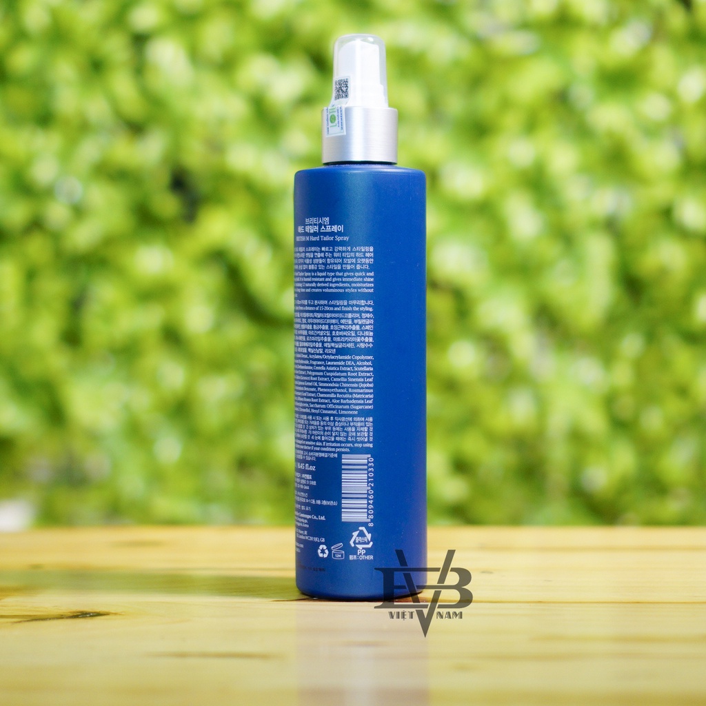 Gôm xịt tóc BRITISH M Hard Tailor Spray - Không nặng tóc, tạo kiểu tóc dàng cho nam nữ BRITISH M Hard Tailor Spray 250ml