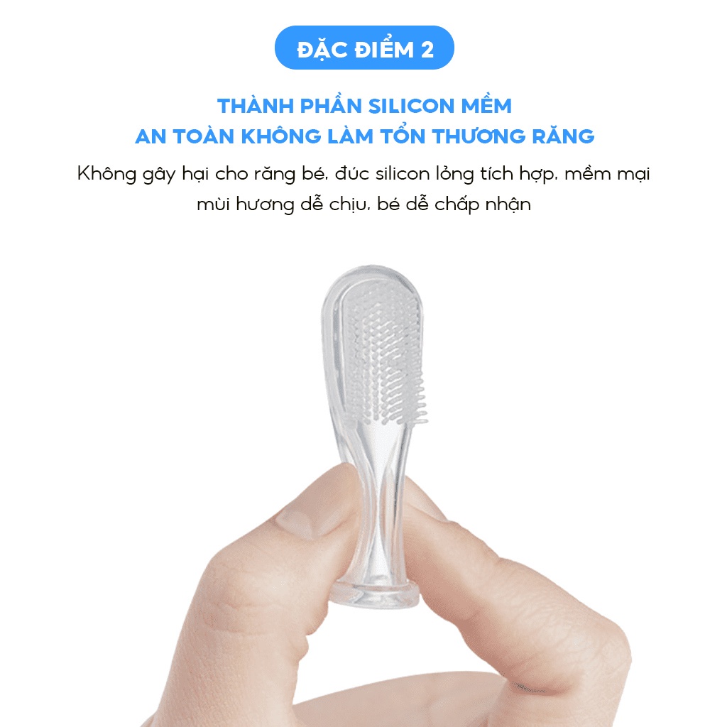 Bàn chải đánh răng vệ sinh miệng, lưỡi răng cho bé yêu, tưa lưỡi mềm mại an toàn có hộp đựng giữ vệ sinh