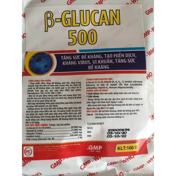 Gói 100g, B.Glucan t.ăng s.ức đ.ề kh.áng, t.ạo m.iễn d.ịch, kh.áng vi.r.us, vi kh.uẩn ở ch.ó m.èo, l.ợn g.à...