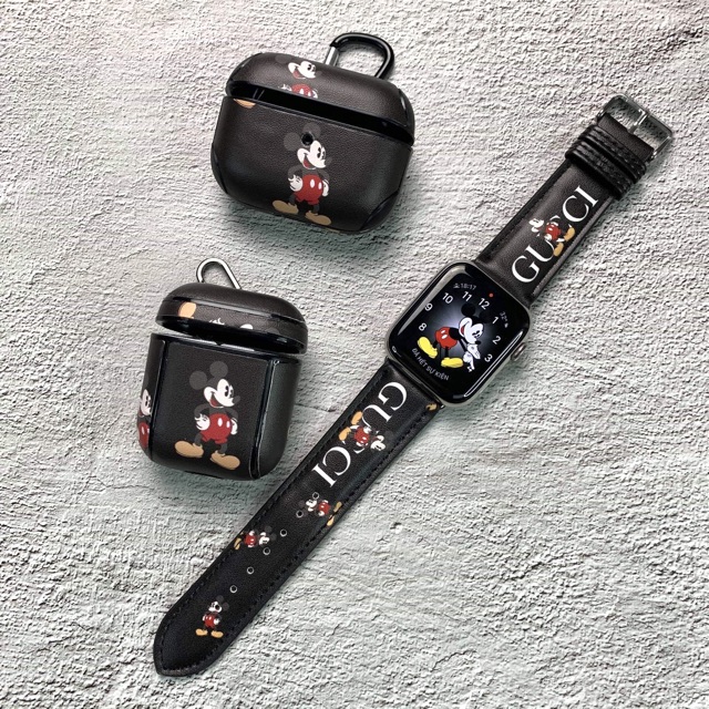 COMBO PHỤ KIỆN APPLE WATCH VÀ AIRPODS IN MICKEY DỄ THƯƠNG