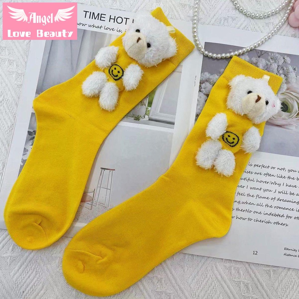 ~ Vớ Ba Chiều Đầu Gấu Hoạt Hình Bằng Cotton Nguyên Chất Phong Cách Hàn Quốc Dễ Thương