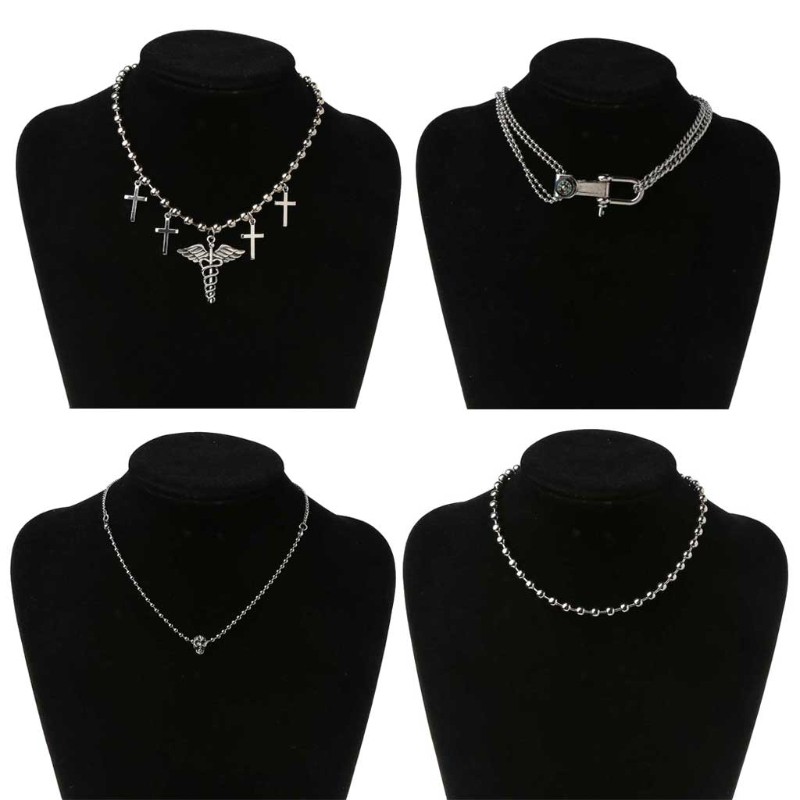 Vòng cổ choker mặt dây hình biểu tượng y học phong cách punk rock cho nữ
