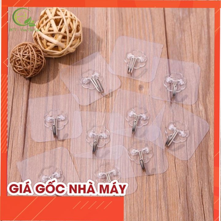 Móc dán tường siêu dính trong suốt, chịu lục tốt, 6x6cm,Móc treo - VUA BAO BI