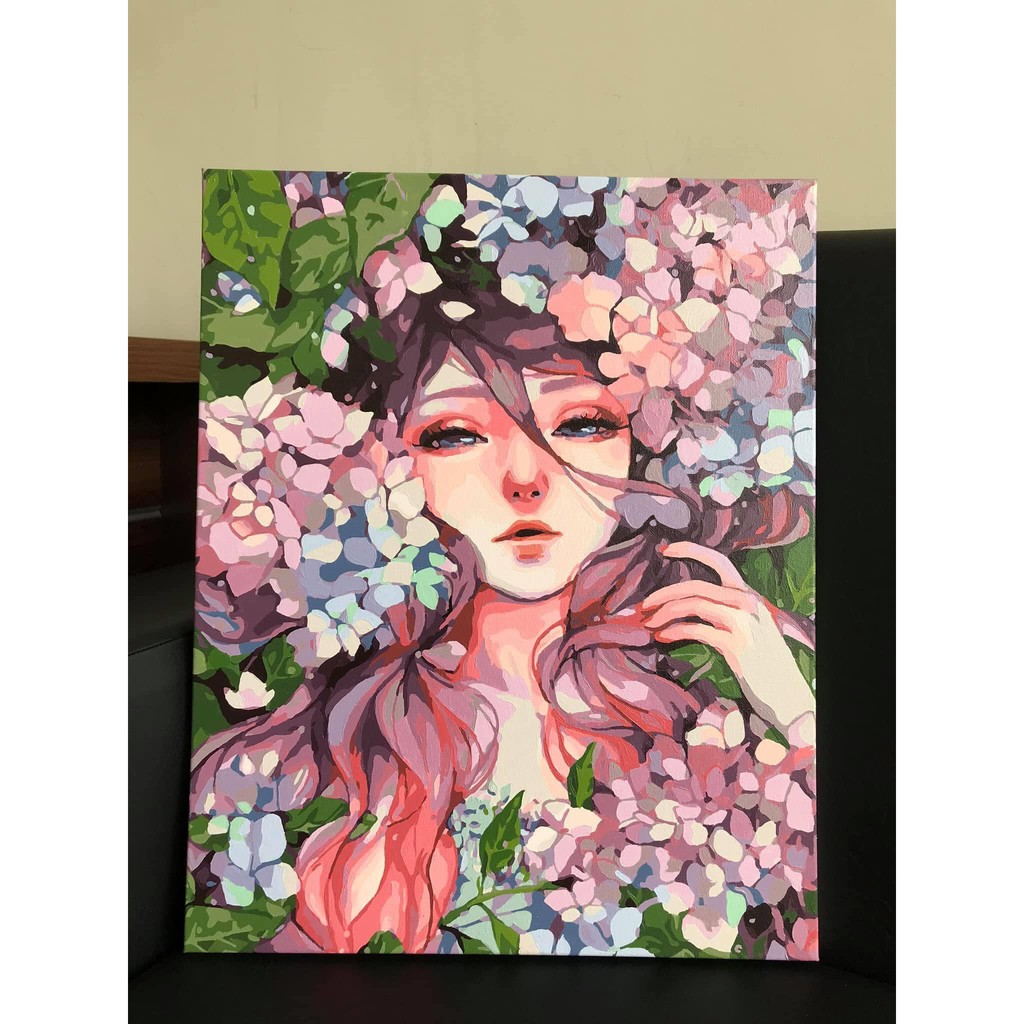 Tranh số hóa bộ 3 bức size 40x50cm đầy đủ phụ kiện, phủ bóng