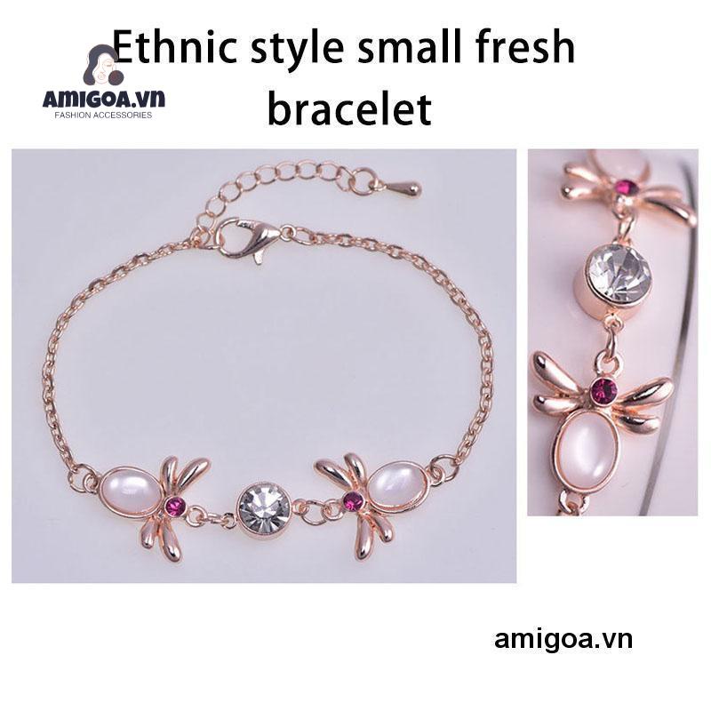 Vòng Đeo Tay Hình Chú Ong Màu Vàng Hồng Nhỏ Xinh Phong Cách Dân Tộc Cho Nữ