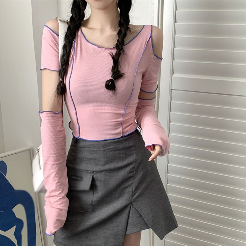 Áo Sweater Tay Ngắn Màu Sắc Trơn Phong Cách Hàn Quốc Thời Trang Mùa Hè Cho Nữ