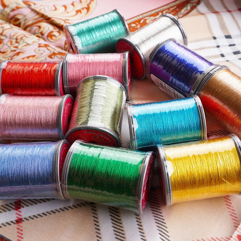 Chỉ kim tuyến SAKURA - CHỈ Thêu thủ Công  6 sợi dầy 0.4mm-  MÀU sắc đa dạng- dây kết vòng handmade -MIE Handmade Shop