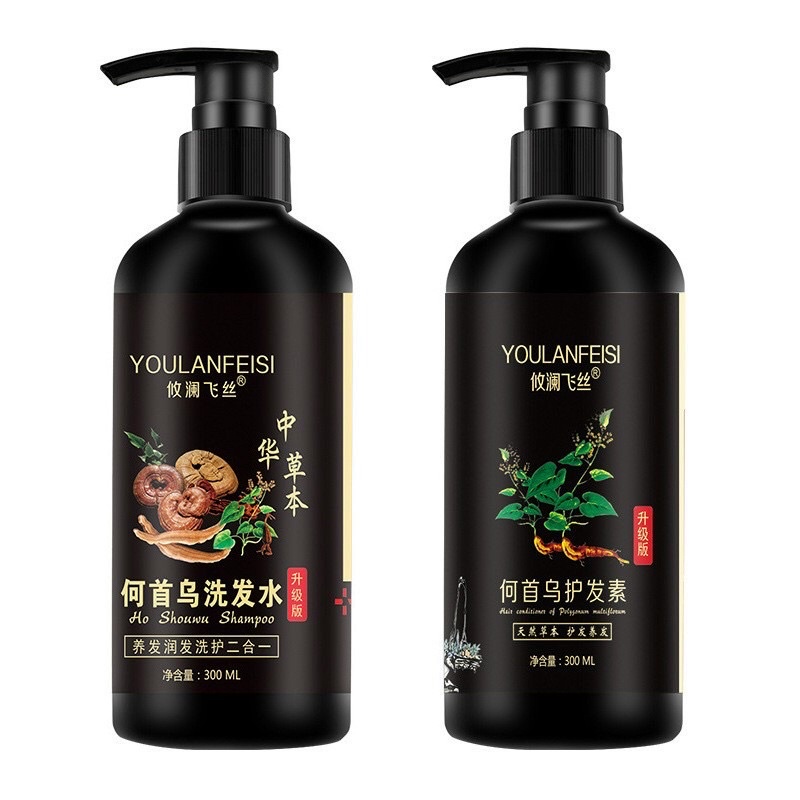 Dầu gội hà thủ ô linh chi combo dầu gội và dầu xả