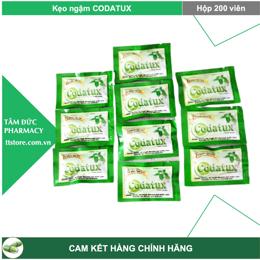 Kẹo CODATUX - CODATUX EXTRA [Hộp 200 viên] - Kẹo ngậm ấm bụng, giảm cảm lạnh, hết ho