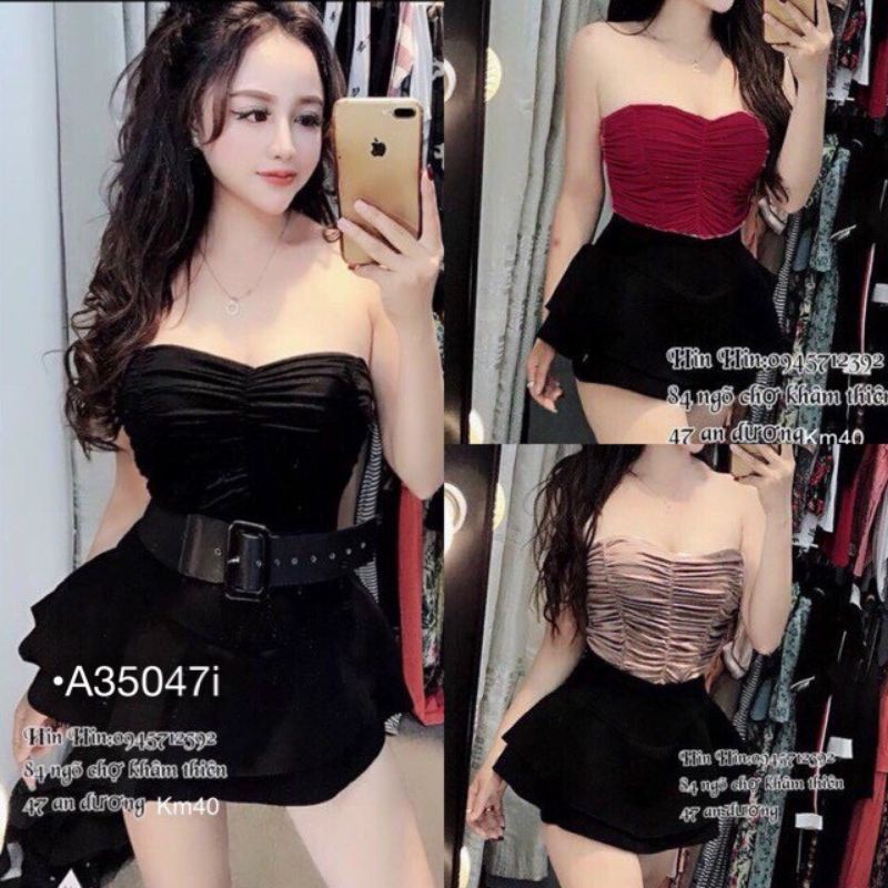 qÁo Cúp nhún Áo Kiểu Croptop Ống Có Đệm Ngực Thun Nhún Co Dãn Màu Đen /Trắng/Đỏ/Nude