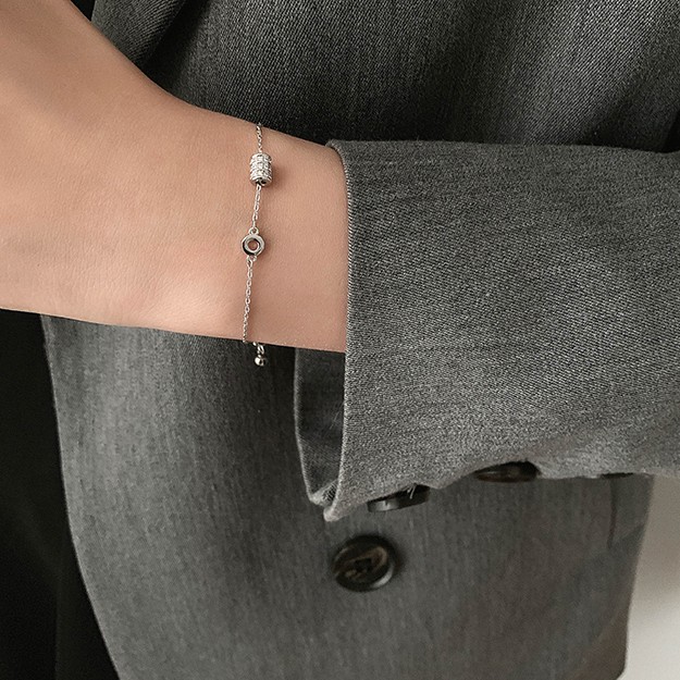 Lắc tay Bạc gắn đá cao cấp, Vòng tay Bạc nữ cao cấp TUNA SILVER