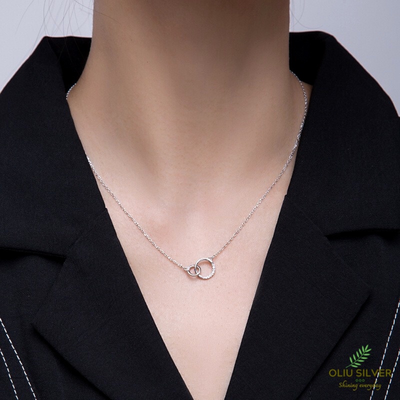 Dây Chuyền Bạc S925 Double Round Mặt Tròn Thanh Lịch | Vòng Cổ Nữ Trang Sức Bạc 925