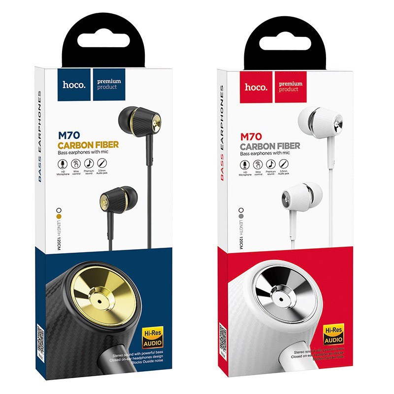 Tai nghe dây Hoco M70 jack 3.5mm, dài 1.2m, tương thích nhiều thiết bị