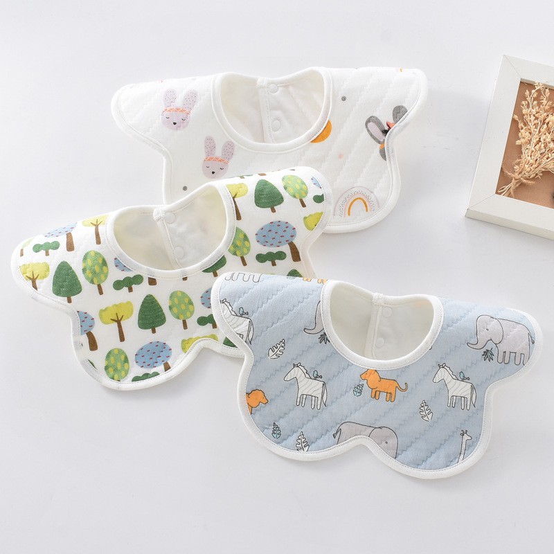 Set 3 yếm tròn xoay 360 độ, yếm ăn dặm cho bé vải cotton cao cấp có lớp chống thấm, họa tiết cực đáng yêu- Y6