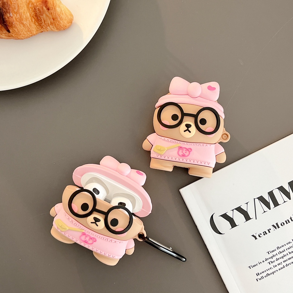 Vỏ Bảo Vệ Hộp Sạc Tai Nghe AirPods3 AirPods3 Họa Tiết Hoạt Hình Gấu Nâu Phong Cách Mới 2021 Cho AirPods3 Ốp