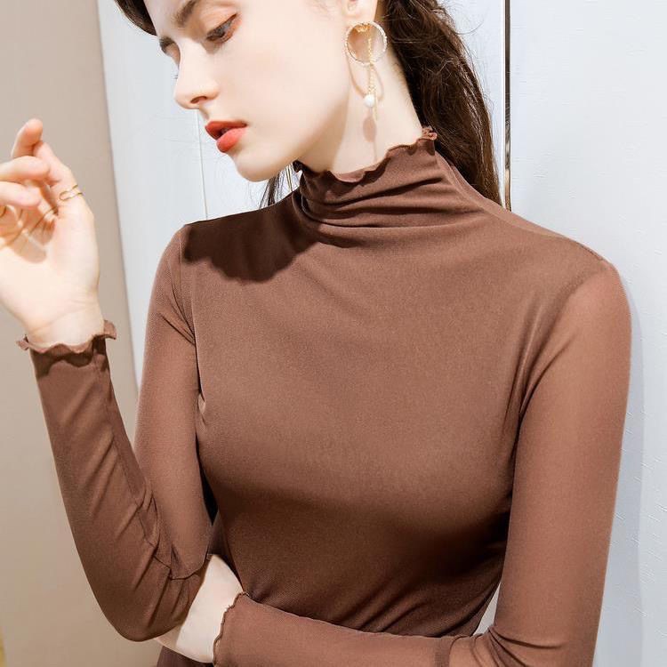 Áo lưới tay dài cổ cao thời trang thu đông 2023 thanh lịch cho nữ