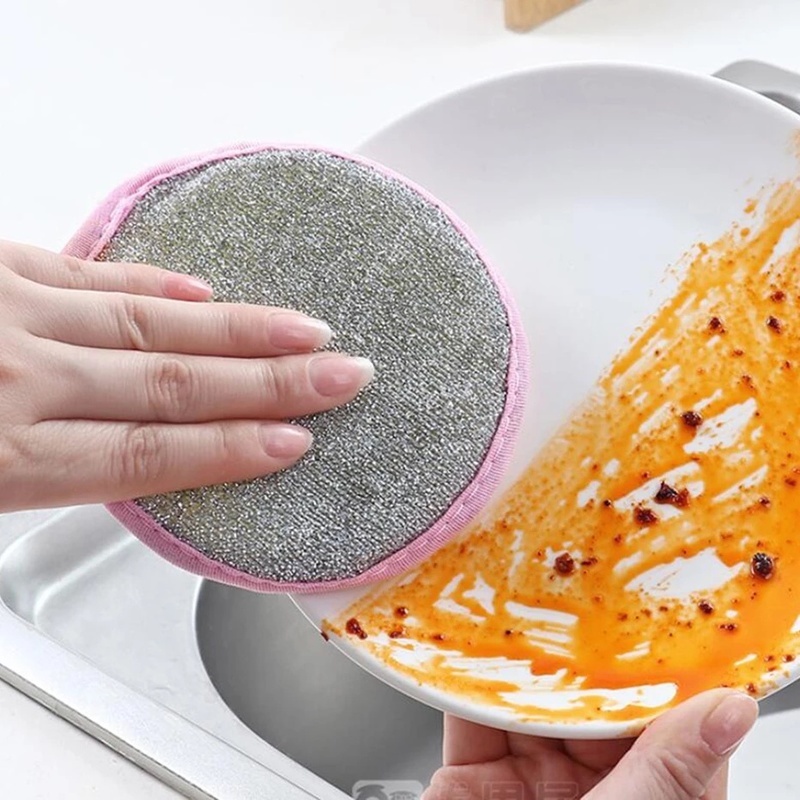 Miếng Xốp Tròn Rửa Chén Hai Mặt Có Thể Tái Sử Dụng Cho Nhà Bếp