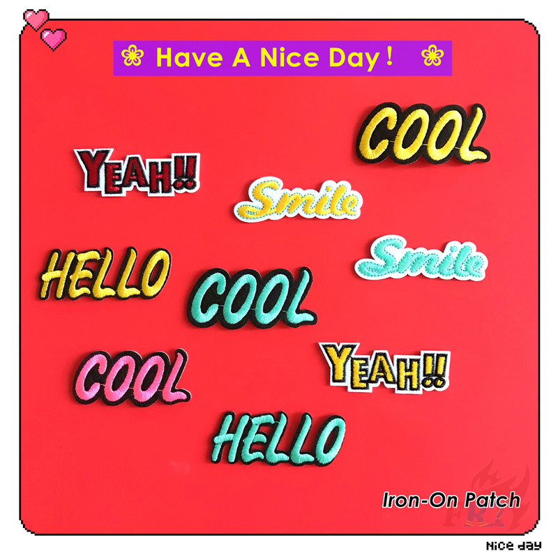 1 Miếng Dán Ủi Quần Áo Hình Hello / Cool / Yeah / Cười