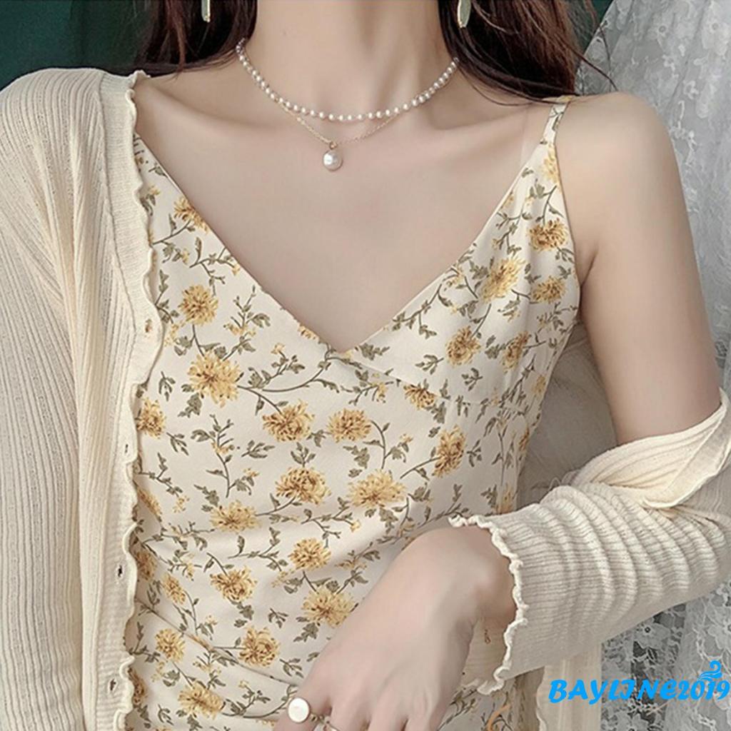 Vòng cổ hợp kim hai lớp đính ngọc trai nhân tạo thời trang