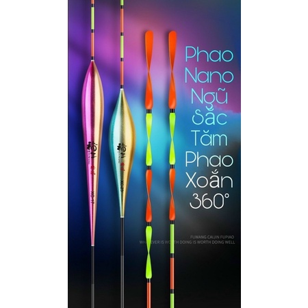 phao câu đài nano ngũ sắc Fuwang đầu phao xoắn 360độ