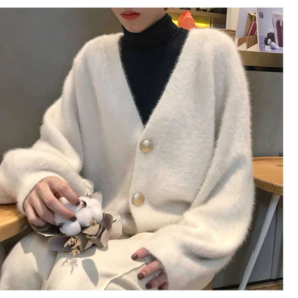 Áo khoác len Cardigan cổ chữ V mịn màng cổ điển RETRO C122