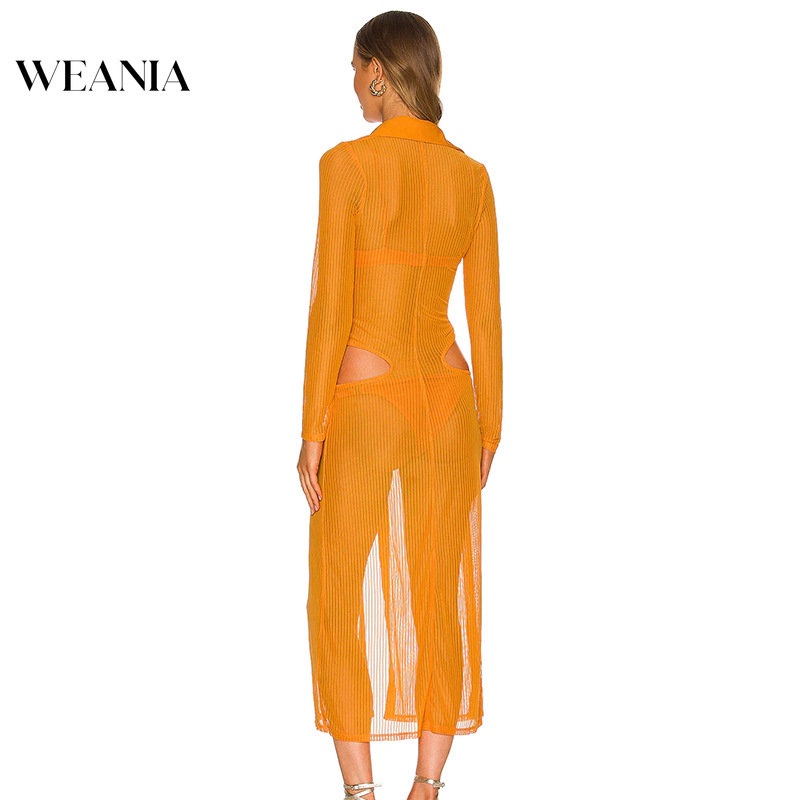 Đầm Maxi Tay Dài Thiết Kế Xuyên Thấu Quyến Rũ