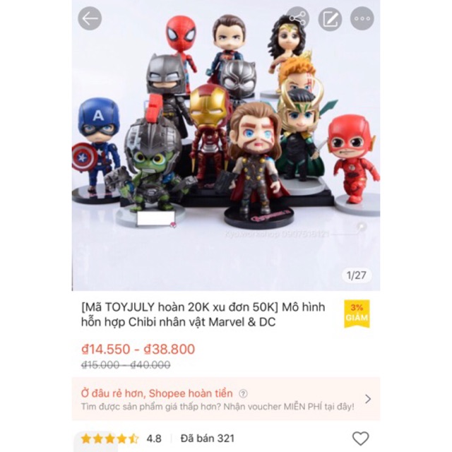 <Hàng loại 1> Mô hình hỗn hợp Chibi nhân vật Marvel & DC