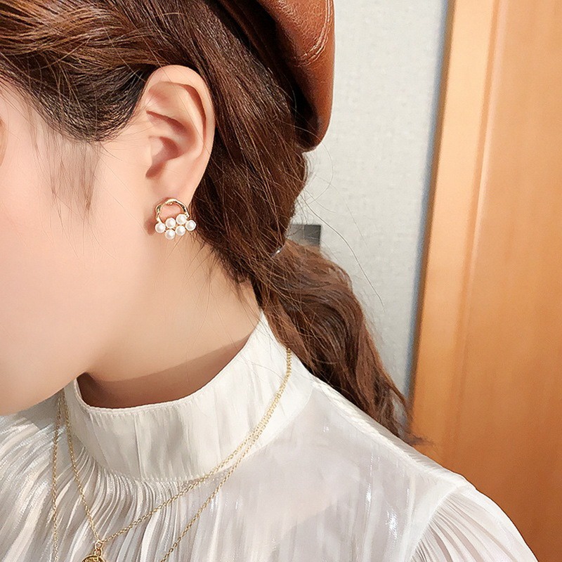 Bông Tai Mạ Bạc 925 Đính Ngọc Trai Nhân Tạo Thời Trang Hàn Quốc Cho Nữ