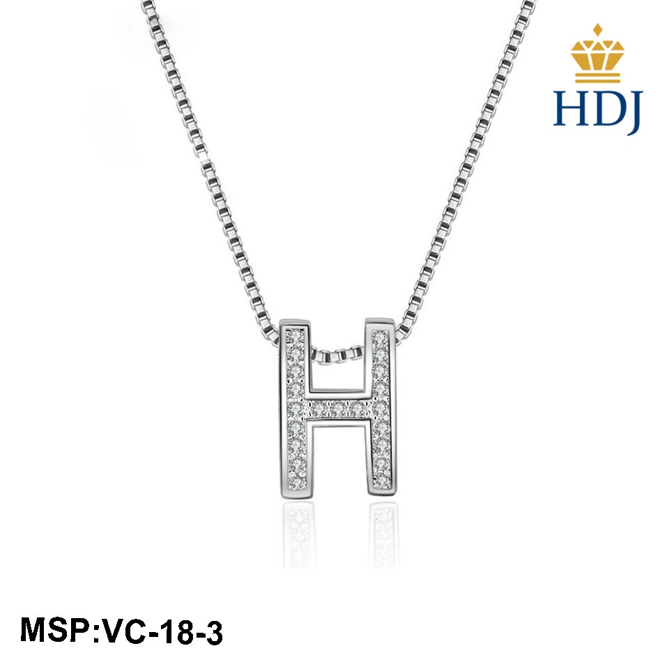 Vòng Cổ bac Ý 925 Hình Chữ H-Heart Biểu tượng trái tim trang sức cao cấp HDJ mã VC-18-3 Hàng Đẹp