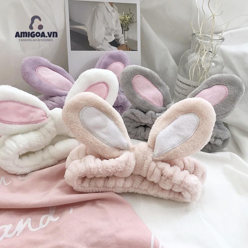 Băng Đô Rửa Mặt Trang Điểm Thiết Kế Thắt Nút Hình Tai Thỏ Đơn Giản