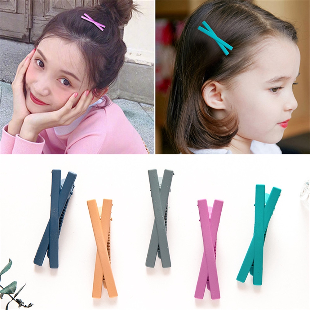 Kẹp tóc hình chữ X màu trơn ngọt ngào và thời trang cho nữ