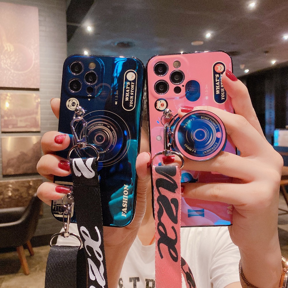 Ốp Điện Thoại Hình Máy Ảnh 3D Có Dây Đeo Cho Samsung J2 J5 J7 Prime J3 J5 J7 Pro J3 J7 2015 2016 J2 Pro 2018