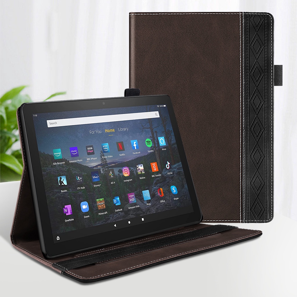 Ốp Máy Tính Bảng Da Nắp Lật Từ Tính Chống Sốc Cho Amazon Kindle All-New Fire HD 10 2021 / HD 10 Plus