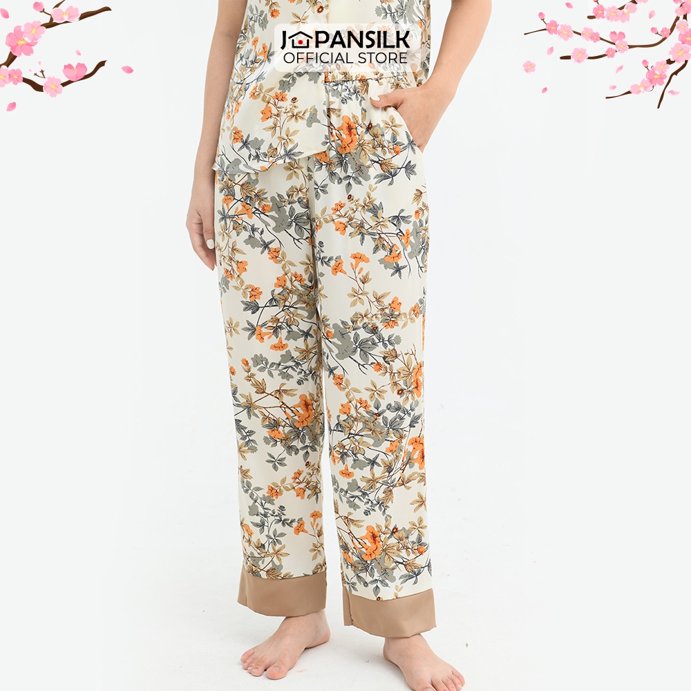 Đồ Ngủ Pijama Lụa Satin Nhật Cao Cấp Cộc Tay JAPAN SILK Họa Tiết Sang Trọng