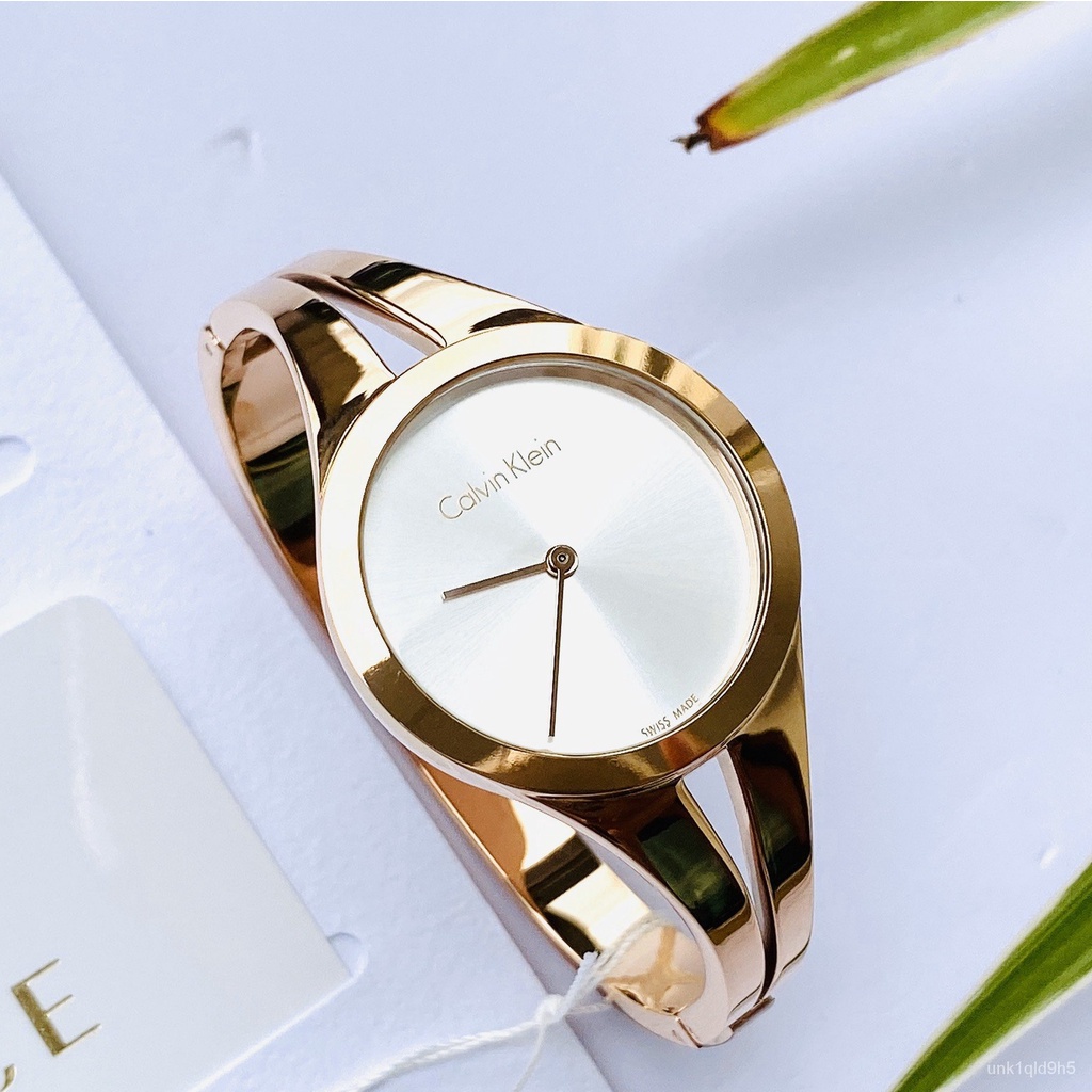 Đồng hồ Nữ Calvin Klein K7W2M616 Size 28mm,Mặt trắng,Vỏ vàng hồng-Máy Pin Quartz-Dây kim loại thép cao cấp
